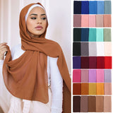 Women Solid Color Chiffon Hijab Scarf Wrap Islamic Shawls Headband Muslim Hijabs Wrap Headscarf Scarves 60 Colors - Livefree