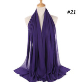 Women Solid Color Chiffon Hijab Scarf Wrap Islamic Shawls Headband Muslim Hijabs Wrap Headscarf Scarves 60 Colors - Livefree