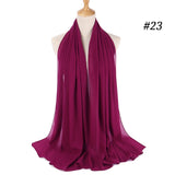 Women Solid Color Chiffon Hijab Scarf Wrap Islamic Shawls Headband Muslim Hijabs Wrap Headscarf Scarves 60 Colors - Livefree