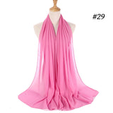 Women Solid Color Chiffon Hijab Scarf Wrap Islamic Shawls Headband Muslim Hijabs Wrap Headscarf Scarves 60 Colors - Livefree