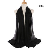 Women Solid Color Chiffon Hijab Scarf Wrap Islamic Shawls Headband Muslim Hijabs Wrap Headscarf Scarves 60 Colors - Livefree