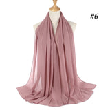 Women Solid Color Chiffon Hijab Scarf Wrap Islamic Shawls Headband Muslim Hijabs Wrap Headscarf Scarves 60 Colors - Livefree