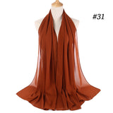 Women Solid Color Chiffon Hijab Scarf Wrap Islamic Shawls Headband Muslim Hijabs Wrap Headscarf Scarves 60 Colors - Livefree