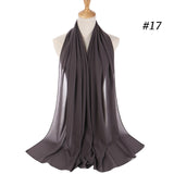 Women Solid Color Chiffon Hijab Scarf Wrap Islamic Shawls Headband Muslim Hijabs Wrap Headscarf Scarves 60 Colors - Livefree
