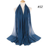 Women Solid Color Chiffon Hijab Scarf Wrap Islamic Shawls Headband Muslim Hijabs Wrap Headscarf Scarves 60 Colors - Livefree