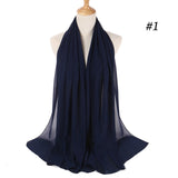 Women Solid Color Chiffon Hijab Scarf Wrap Islamic Shawls Headband Muslim Hijabs Wrap Headscarf Scarves 60 Colors - Livefree