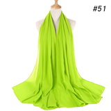 Women Solid Color Chiffon Hijab Scarf Wrap Islamic Shawls Headband Muslim Hijabs Wrap Headscarf Scarves 60 Colors - Livefree