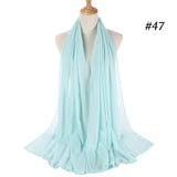 Women Solid Color Chiffon Hijab Scarf Wrap Islamic Shawls Headband Muslim Hijabs Wrap Headscarf Scarves 60 Colors - Livefree