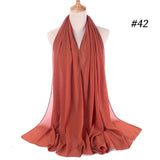 Women Solid Color Chiffon Hijab Scarf Wrap Islamic Shawls Headband Muslim Hijabs Wrap Headscarf Scarves 60 Colors - Livefree