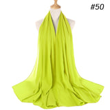 Women Solid Color Chiffon Hijab Scarf Wrap Islamic Shawls Headband Muslim Hijabs Wrap Headscarf Scarves 60 Colors - Livefree