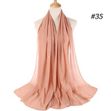 Women Solid Color Chiffon Hijab Scarf Wrap Islamic Shawls Headband Muslim Hijabs Wrap Headscarf Scarves 60 Colors - Livefree