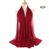 Women Solid Color Chiffon Hijab Scarf Wrap Islamic Shawls Headband Muslim Hijabs Wrap Headscarf Scarves 60 Colors - Livefree