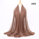 Women Solid Color Chiffon Hijab Scarf Wrap Islamic Shawls Headband Muslim Hijabs Wrap Headscarf Scarves 60 Colors - Livefree