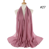 Women Solid Color Chiffon Hijab Scarf Wrap Islamic Shawls Headband Muslim Hijabs Wrap Headscarf Scarves 60 Colors - Livefree
