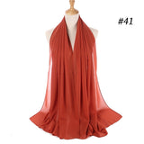 Women Solid Color Chiffon Hijab Scarf Wrap Islamic Shawls Headband Muslim Hijabs Wrap Headscarf Scarves 60 Colors - Livefree