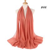 Women Solid Color Chiffon Hijab Scarf Wrap Islamic Shawls Headband Muslim Hijabs Wrap Headscarf Scarves 60 Colors - Livefree