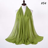 Women Solid Color Chiffon Hijab Scarf Wrap Islamic Shawls Headband Muslim Hijabs Wrap Headscarf Scarves 60 Colors - Livefree