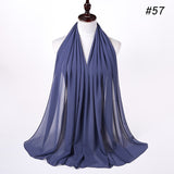 Women Solid Color Chiffon Hijab Scarf Wrap Islamic Shawls Headband Muslim Hijabs Wrap Headscarf Scarves 60 Colors - Livefree