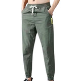 Men Casual Pants Plus Size Men Solid Color Multi Pocket Drawstring Ankle Tie Cargo Pants Trousers Summer Hottest Weight Pants