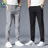 Autumn 2021 New Casual Pants Men Cotton Classic Style Fashion Business Slim Fit Straight Cotton Solid Color Brand Trousers 38 - Livefree