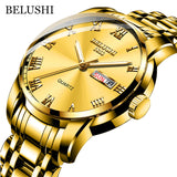 BELUSHI Top Brand Watch Men Stainless Steel Business Date Clock Waterproof Luminous Watches Mens Luxury Sport Quartz Wrist Watch - Livefree