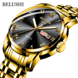 BELUSHI Top Brand Watch Men Stainless Steel Business Date Clock Waterproof Luminous Watches Mens Luxury Sport Quartz Wrist Watch - Livefree