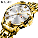 BELUSHI Top Brand Watch Men Stainless Steel Business Date Clock Waterproof Luminous Watches Mens Luxury Sport Quartz Wrist Watch - Livefree