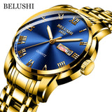 BELUSHI Top Brand Watch Men Stainless Steel Business Date Clock Waterproof Luminous Watches Mens Luxury Sport Quartz Wrist Watch - Livefree