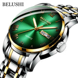 BELUSHI Top Brand Watch Men Stainless Steel Business Date Clock Waterproof Luminous Watches Mens Luxury Sport Quartz Wrist Watch - Livefree