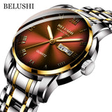 BELUSHI Top Brand Watch Men Stainless Steel Business Date Clock Waterproof Luminous Watches Mens Luxury Sport Quartz Wrist Watch - Livefree