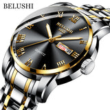 BELUSHI Top Brand Watch Men Stainless Steel Business Date Clock Waterproof Luminous Watches Mens Luxury Sport Quartz Wrist Watch - Livefree