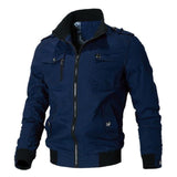 Men's Jacket Solid Color Stand Collar Slim Multi Pockets Jackets Zipper Casual Coat for Autumn Winter Jaket for men Waterproof