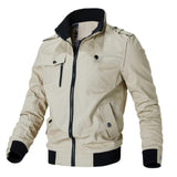 Men's Jacket Solid Color Stand Collar Slim Multi Pockets Jackets Zipper Casual Coat for Autumn Winter Jaket for men Waterproof