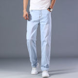 6 Colors Spring Summer Men's Thin Straight-leg Loose Jeans Classic Style  Advanced Stretch Baggy Pants Male Plus Size 40 42 44 - Livefree
