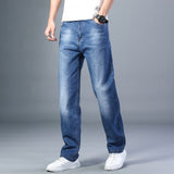 6 Colors Spring Summer Men's Thin Straight-leg Loose Jeans Classic Style  Advanced Stretch Baggy Pants Male Plus Size 40 42 44 - Livefree