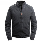 New Plus Cotton Mens Jackets Stand Collar Casual Men's Jacket Solid Color Warm Long Sleeve Autumn Winter Jaket Men - Livefree