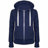 Womens Winter Denim Slim Zip-up Hoodie Solid Jacket Turn-down Collar Jean Ladies Long Sleeve Jaket Coat Outerwear Hoodie