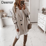 Deenor Winter Warm Women Coats Famale Jaket Fashion Elegant Long Sleeve Button Coat Tailored Collar Casual Coats for Women - Livefree