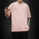 New Summer Men's T Shirt 2022 Fashion Solid T Shirt Mens Oversized Hip Hop Short Sleeve Casual Cotton Mens Streetwear Top Tees - Livefree