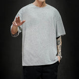 New Summer Men's T Shirt 2022 Fashion Solid T Shirt Mens Oversized Hip Hop Short Sleeve Casual Cotton Mens Streetwear Top Tees - Livefree