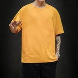 New Summer Men's T Shirt 2022 Fashion Solid T Shirt Mens Oversized Hip Hop Short Sleeve Casual Cotton Mens Streetwear Top Tees - Livefree