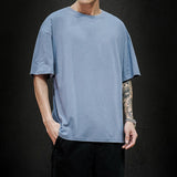 New Summer Men's T Shirt 2022 Fashion Solid T Shirt Mens Oversized Hip Hop Short Sleeve Casual Cotton Mens Streetwear Top Tees - Livefree