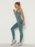 Women's Sets Skinny Tracksuit Breathable Bra Long Sleeve Top Seamless Outfits High Waist Push Up Leggings Gym Clothes Sport Suit - Livefree