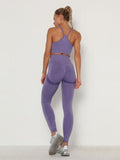 Women's Sets Skinny Tracksuit Breathable Bra Long Sleeve Top Seamless Outfits High Waist Push Up Leggings Gym Clothes Sport Suit - Livefree