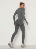 Women's Sets Skinny Tracksuit Breathable Bra Long Sleeve Top Seamless Outfits High Waist Push Up Leggings Gym Clothes Sport Suit - Livefree
