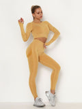Women's Sets Skinny Tracksuit Breathable Bra Long Sleeve Top Seamless Outfits High Waist Push Up Leggings Gym Clothes Sport Suit - Livefree