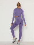 Women's Sets Skinny Tracksuit Breathable Bra Long Sleeve Top Seamless Outfits High Waist Push Up Leggings Gym Clothes Sport Suit - Livefree