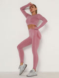 Women's Sets Skinny Tracksuit Breathable Bra Long Sleeve Top Seamless Outfits High Waist Push Up Leggings Gym Clothes Sport Suit - Livefree